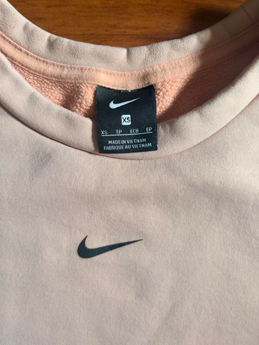 Nike Women's Light Pink Crewneck Sweatshirt with Gray & Black Stripe Accents - Picture 4 of 4